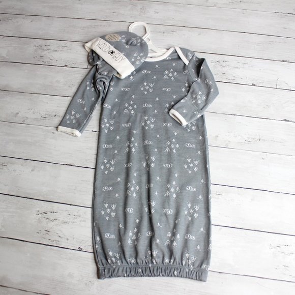 Gerber Baby Boy Sleeper Gown Hat Set Size 0-6 Months Gray Elephant - Picture 1 of 4